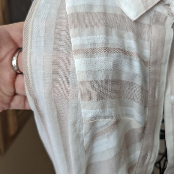 BCBG Maxazria sleeveless collared summer dress button up tan white Free people - Picture 4 of 5